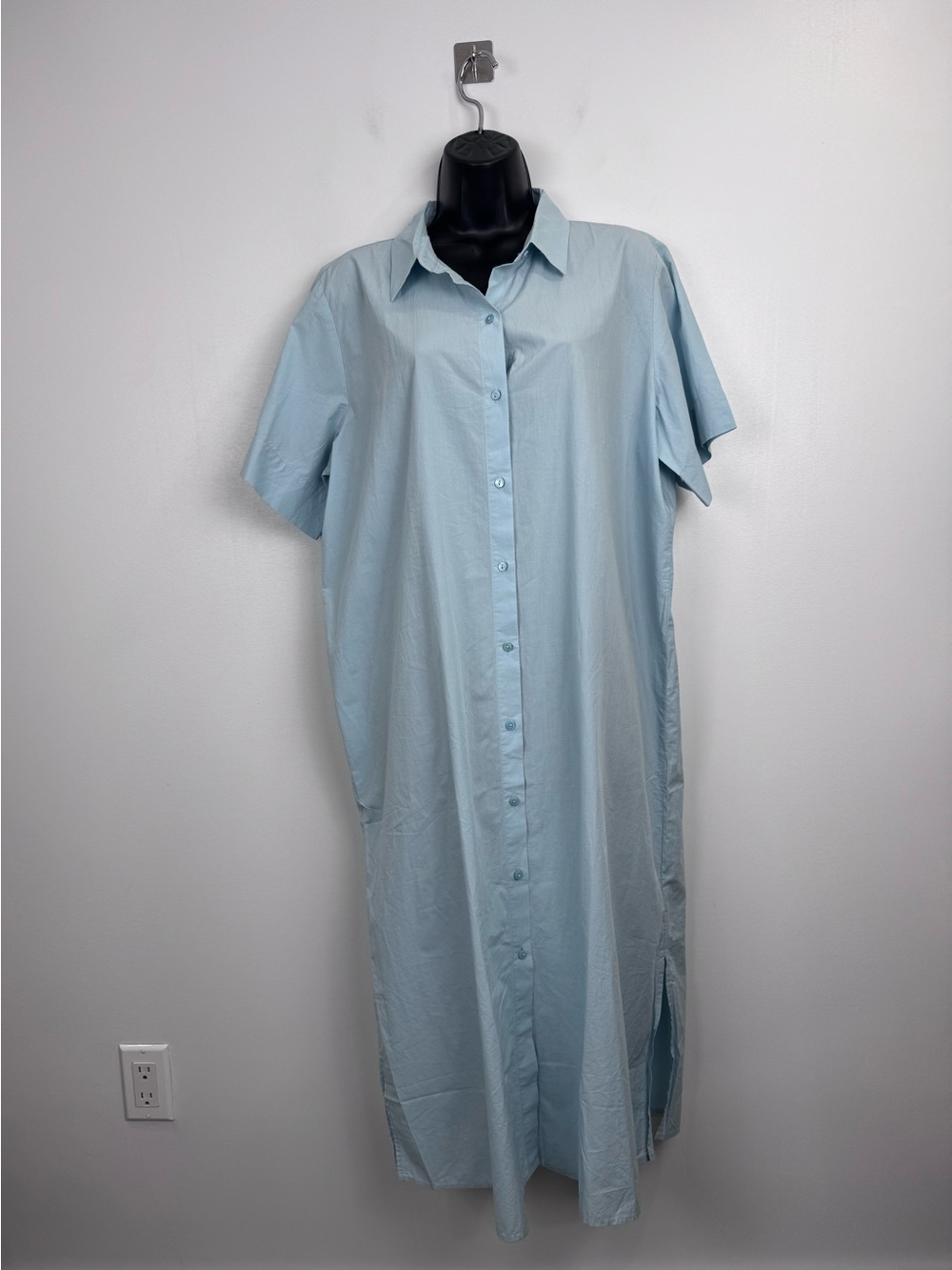 NWT Eileen Fisher Women Classic Collar Dress Blue Size Large